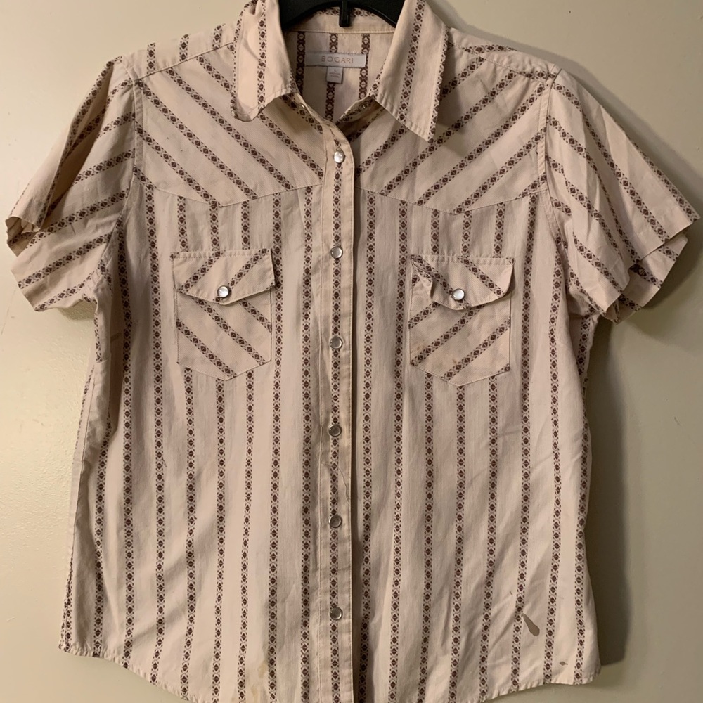Bogari Women’s Pearl Snap Western Shirt Large